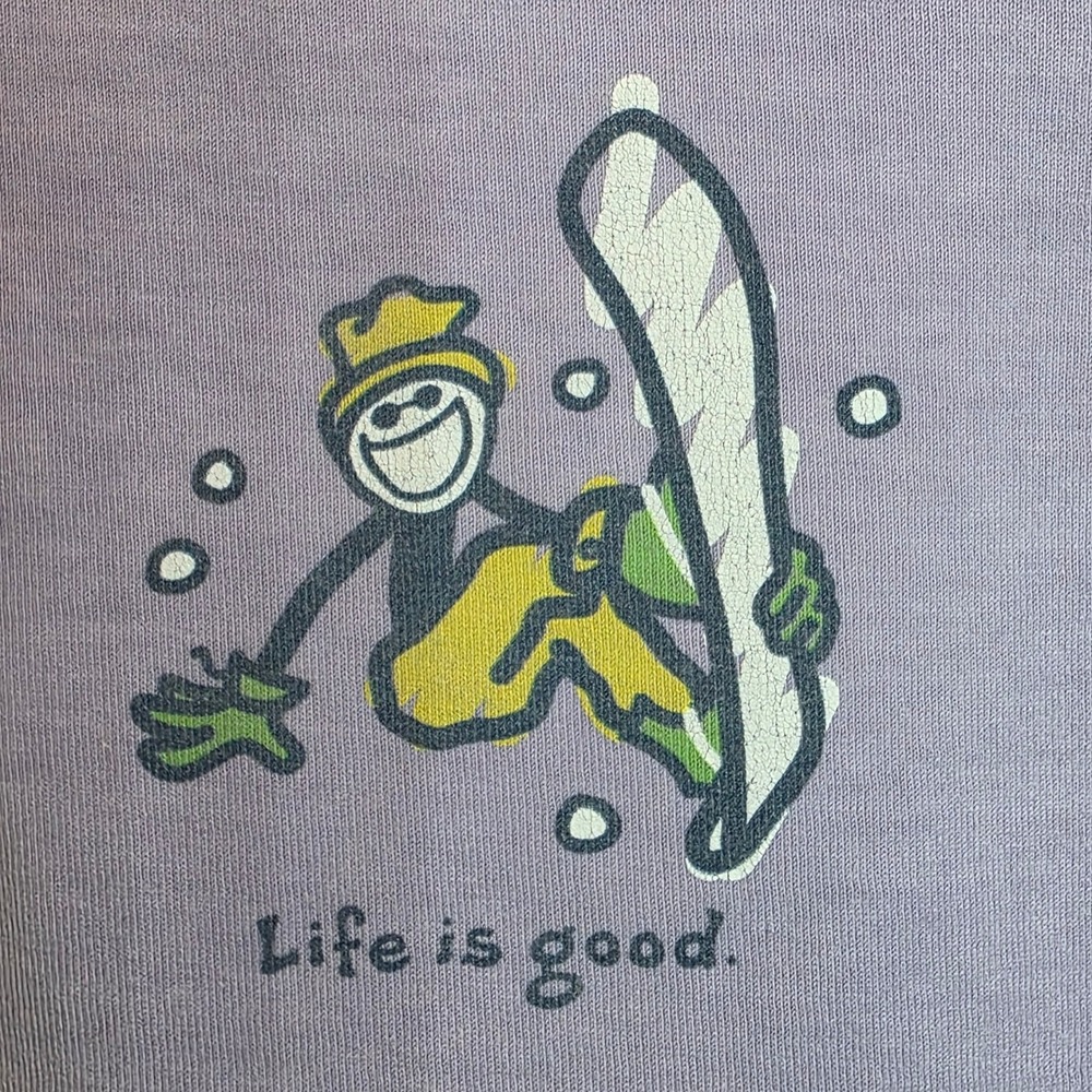 VTG Life is Good Long Sleeve Tee Womens Sz Large Lavender Purple Snowboard - Picture 2 of 11